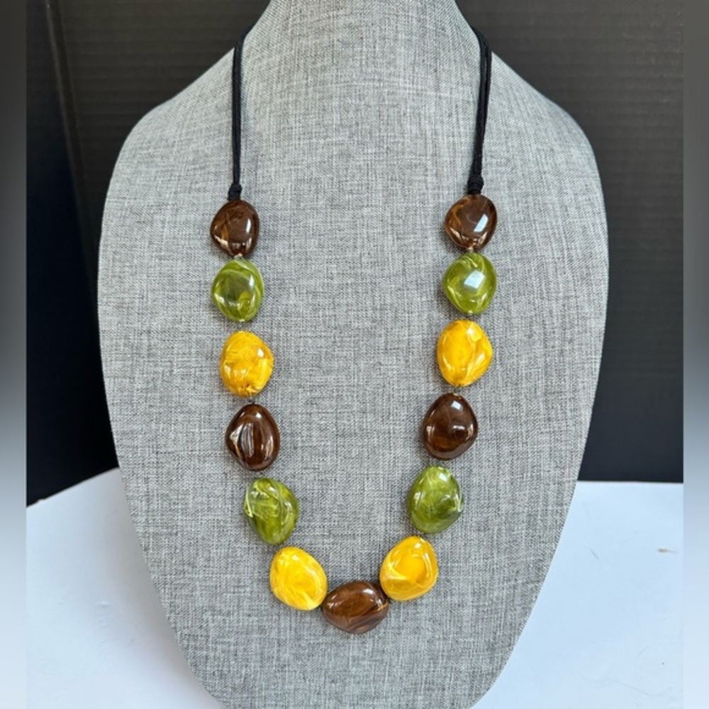 Glass Bead Suede Cord Boho Necklace